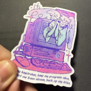 Computer Angel Glitter sticker