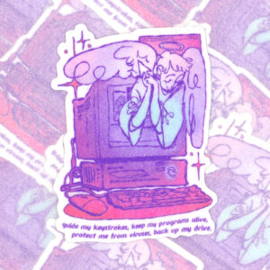 Computer Angel Glitter sticker