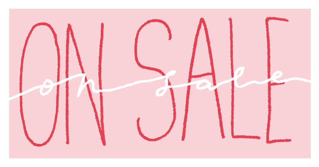 handwritten text that says "on sale"